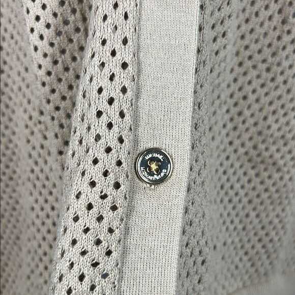 Michael Kors Cream Cardigan Sweater V-Neck Ribbed - Picture 3 of 7